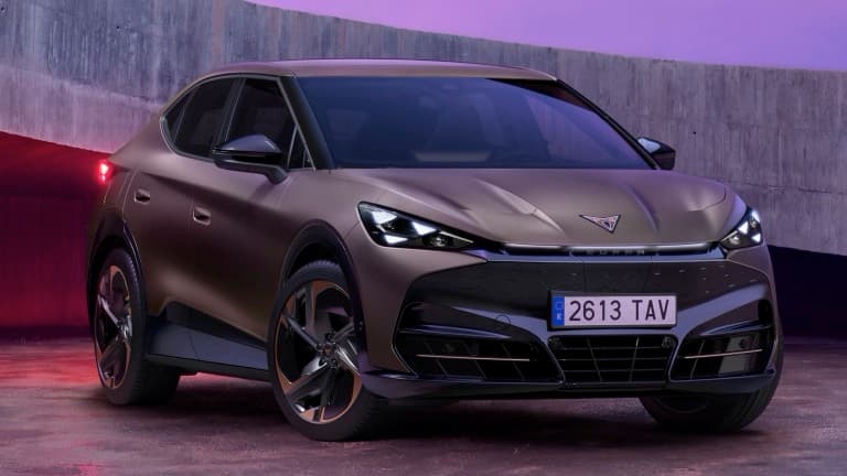 CUPRA Tavascan Endurance electric coupe SUV exterior, front three-quarter view.